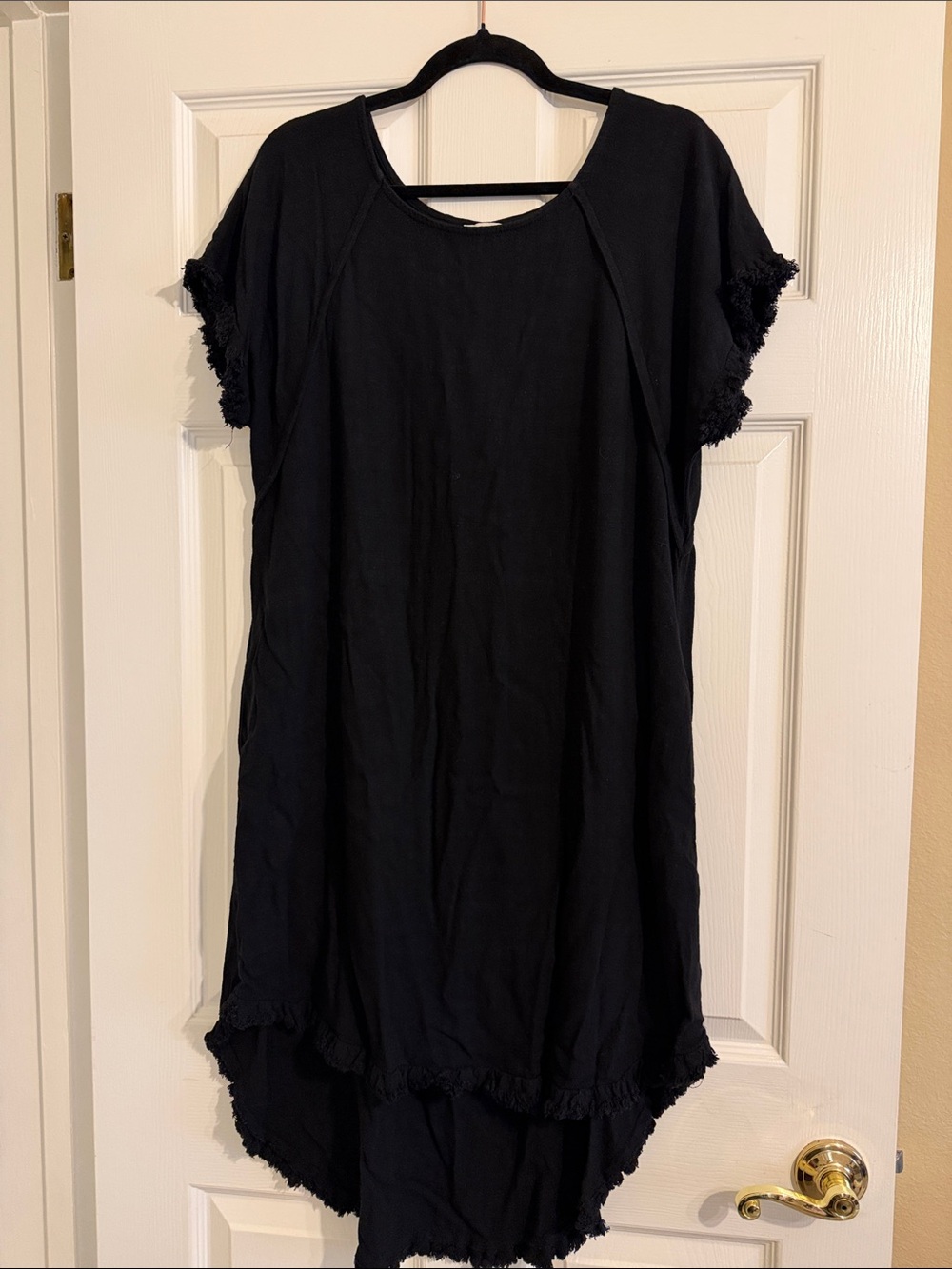 Umgee Boho High Low Black Linen Dress